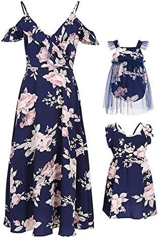MumetazMommy and Me Dresses Matching Outfits Set Summer Casual Cute Leopard Floral Print A-Line Beach Slip Dress with Pockets