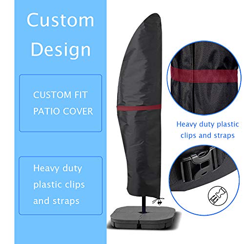 Shieldo Patio Umbrella Covers,Light-Weight and Durable Cantilever Umbrella Cover,420D Waterproof Patio Umbrella Covers for 9ft with Push Rod