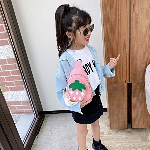 Hiflyer Pink Strawberry Sling Backpack, Small Backpack For Girls, Kawaii Bag, Lightweight Canvas thumb #2