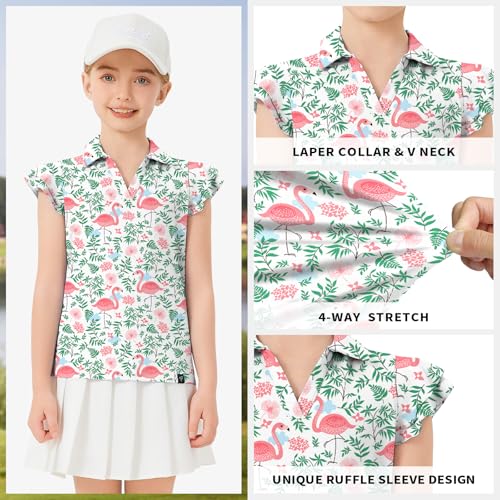 Soneven Girls Golf Polo Shirts V Neck Ruffle Sleeveless Tennis Shirts Lightweight Quick Dry Athletic Tank Tops2