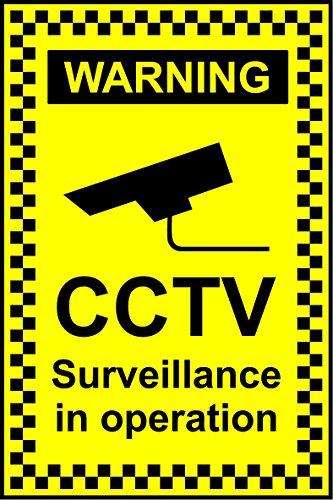 KPCM Display Panneau de sécurité en plastique dur Motif caméra de vidéosurveillance en service 20 x 15 cm [texte en anglais]