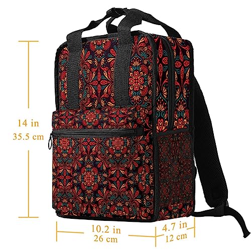 Sac à dos multicolore mandala rouge avec bretelles ajustables