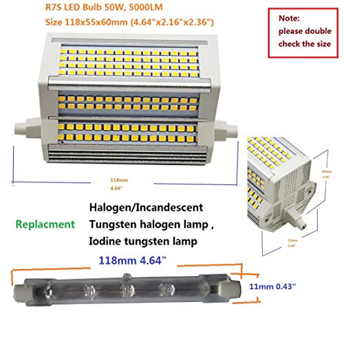 Qlee R7S Led Bulb 50W Warm Light Dimmable 3000K Double Ended J118 J Type 118Mm 4.64 Inch Led Floodlight 5000Lm Equivalent 500W Halogen Floor Standing Lamp 200 Degree Indoor And Outdoor  thumb #2
