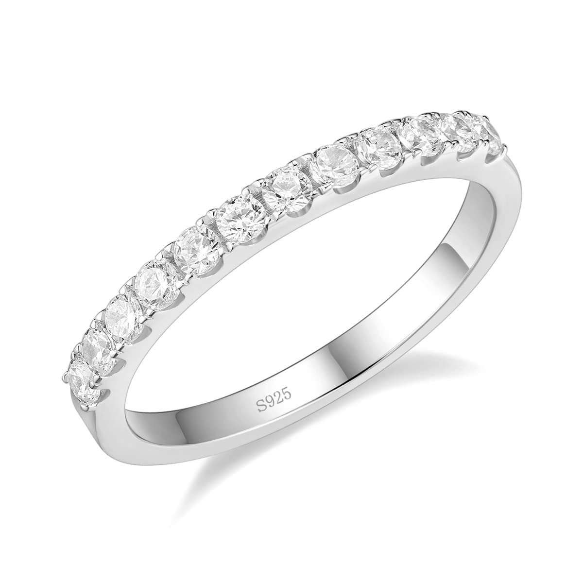 EAMTI CZ Wedding Band for Women 925 Sterling Silver Half Eternity Stackable Ring Size 3-13
