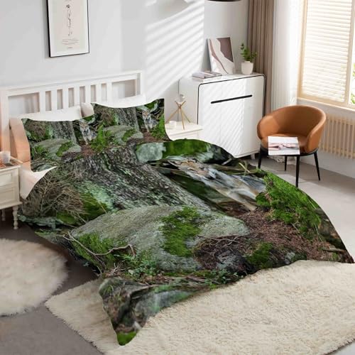 Housse de couette 160x200 loup gris avec 2 taies d'oreiller en microfibre kK771