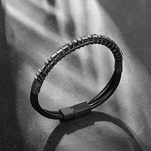 Pulsera para Hombre Código Morse Cuero 7.5 in miniatura 4