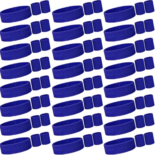 Image of Neon Sweatbands and Wristbands Bulk, Cotton Sports Headbands for Team Spirit, School Field Day, 80s 90s Party, Soccer Fan Accessories, Gym, Cheer and Group Events