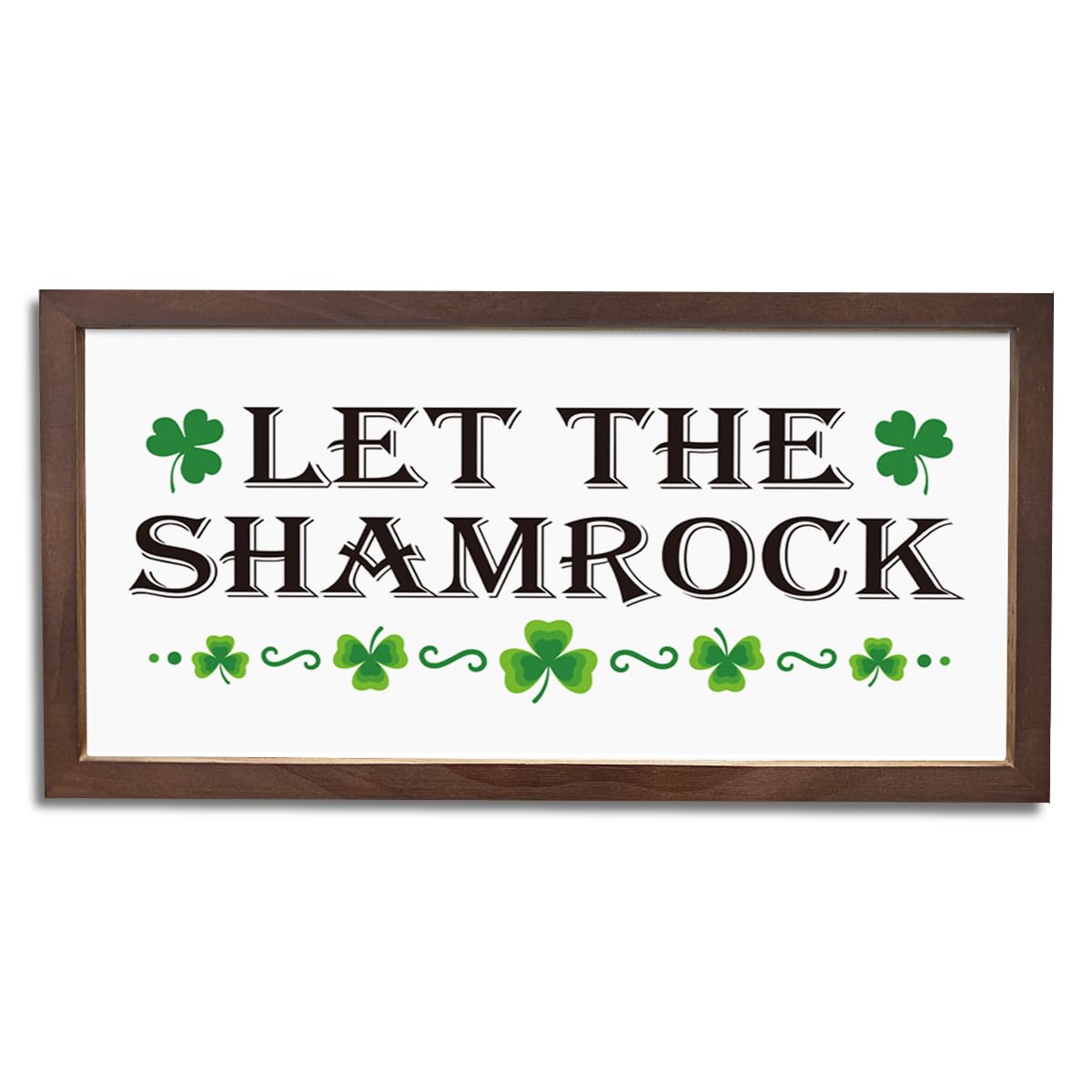 Let the Shamrock Sign, Shamrocks Decor, Hanging Framed Wooden Sign, Wall Decors Art, Farmhouse Artwork Home Decor for Kitchen Bar, Office Decors, St. Patrick's Day Gift, 15×7.5×0.3 inches