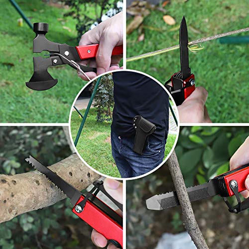HIPPIH Pocket Knife Multi Tool with Durable Matched Sheath, Stainless Steel Survival Camping Tools with Plier, Screwdrivers, Bottle Opener, File, Wrench