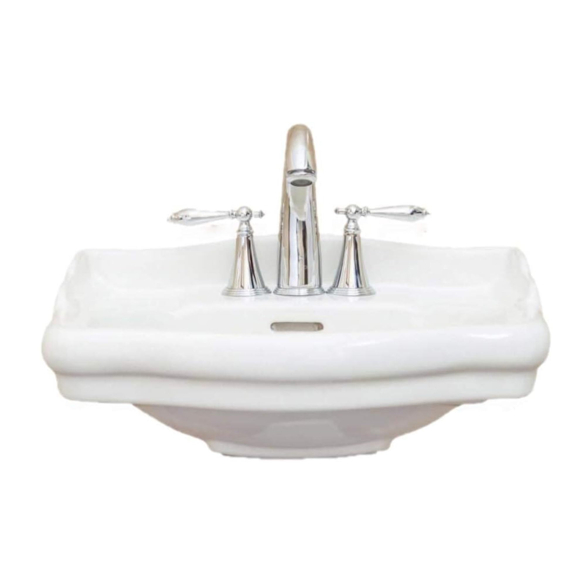 **INCOMPLETE **( only top)Fine Fixtures Roosevelt Pedestal Collection, Replacement, Vitreous China Ceramic Material, (REPLACEMENT PART) (18 inch- 4" CC Faucet Hole, White)