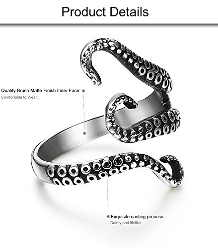 FIBO STEEL Stainless Steel Octopus Shape Rings for Men Women Vintage Rings,Size 7-133
