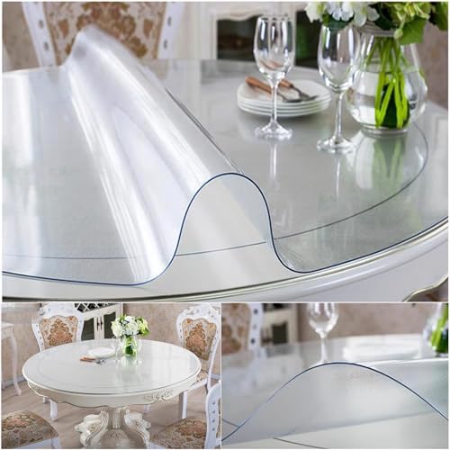 Nappe table ronde imperméable transparente givrée 1,5 mm
