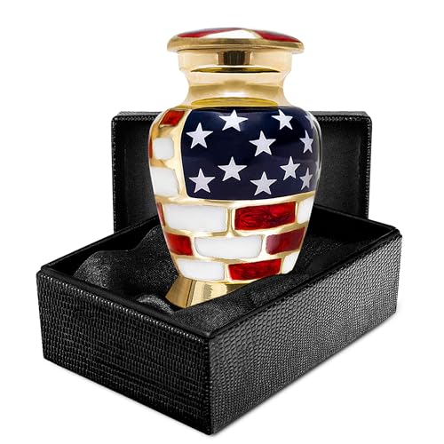 Image of Trupoint Memorials Small Urns for Human Ashes Keepsake, Military and Patriotic Decorative Mini Cremation Urn for Veteran Adult Men & Women, Set of 4, Gold