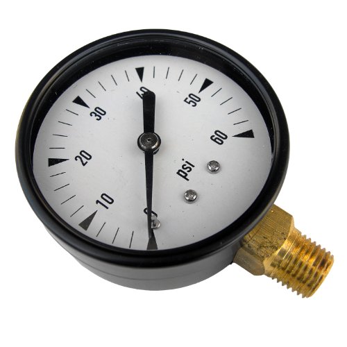 Image of LASCO 13-1933 60 PSI Bottom Outlet Pressure-Gauge with 2 1 /2-Inch Face and 1 /4-Inch Male Pipe