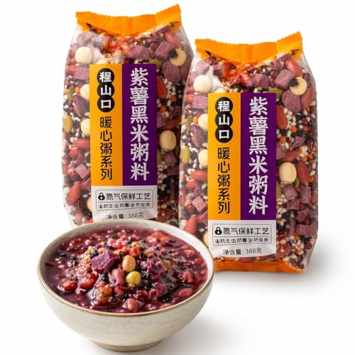 Bouillie riz noir et patate douce violette congee multigrains 388g x 2