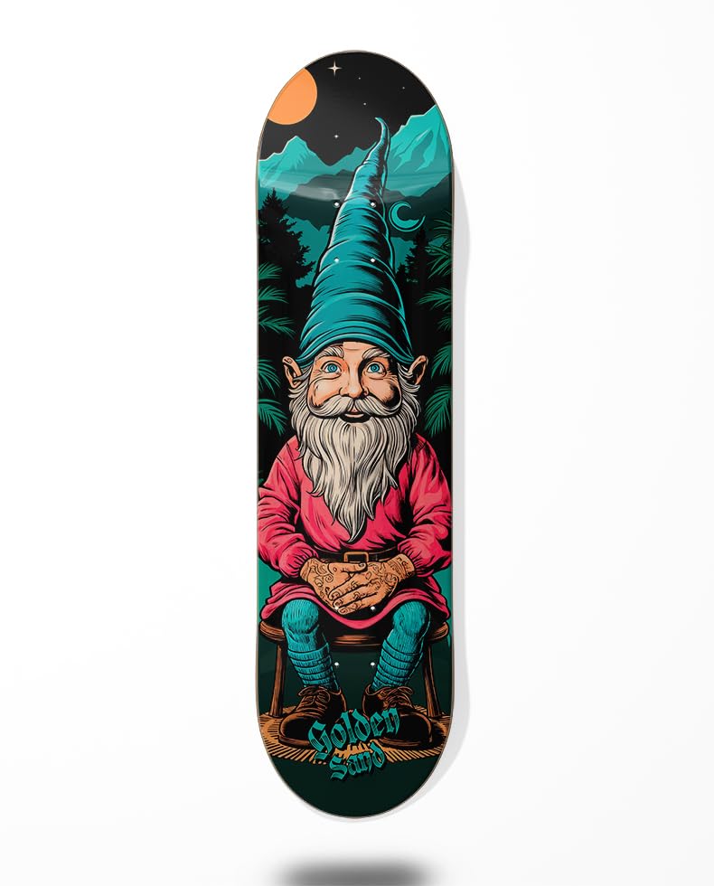 Golden Sand monopatín Skate Skateboard Deck Tabla - Gnomedad 8,5¨