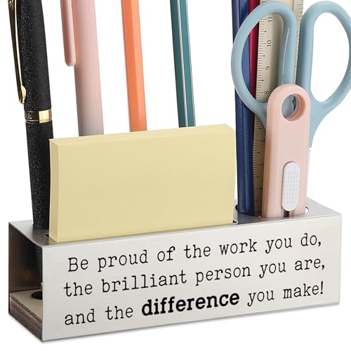 Stainless Steel Pencil Holder with Motivational Quote