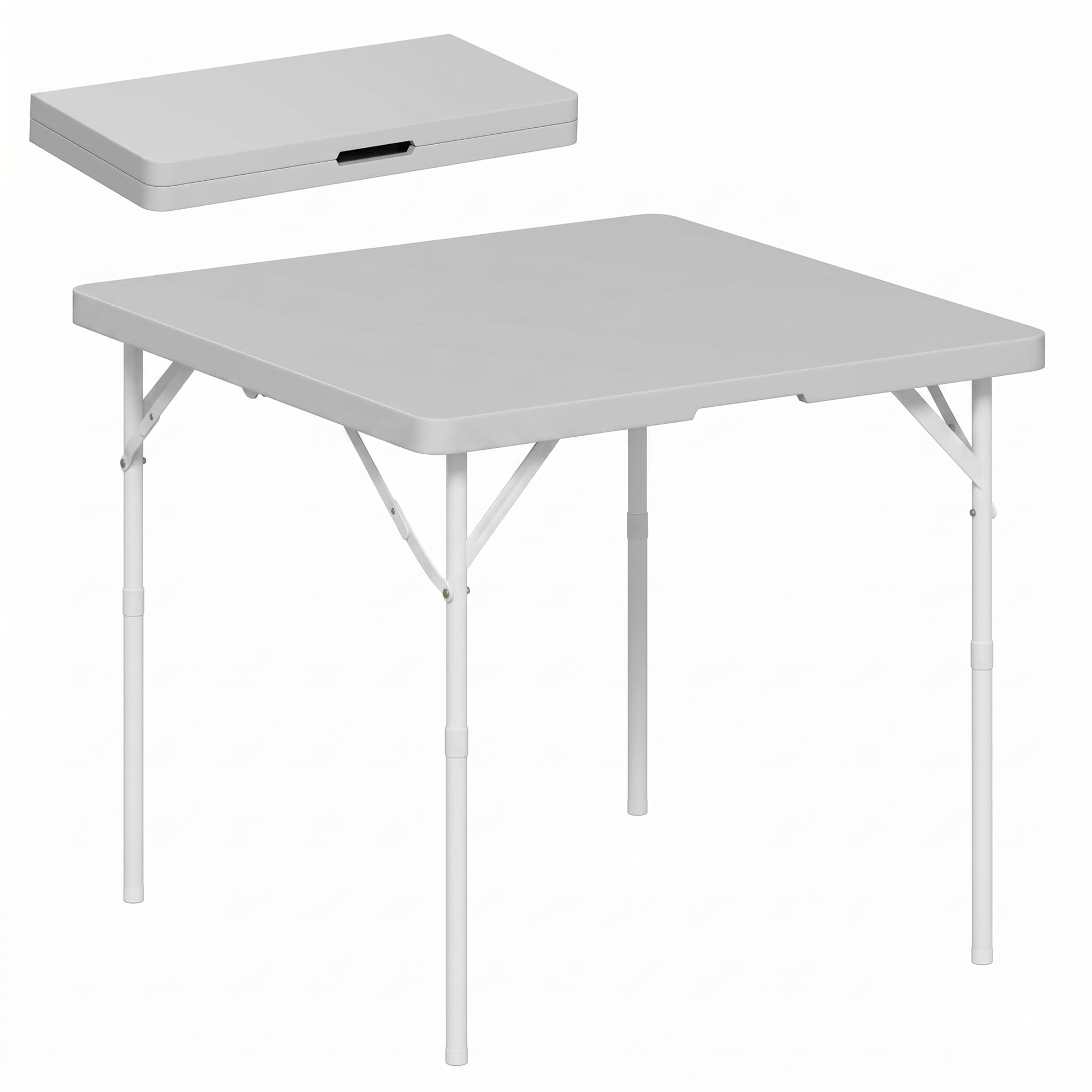 Outsunny 3ft Folding Camping Table, Heavy Duty Picnic Table with 2 Adjustable Height for Indoor Outdoor Garden, Party, BBQ, Dark Grey