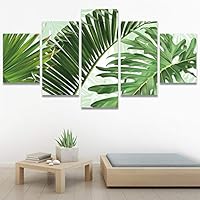 SIGNWIN 5 Panel Canvas Wall Art Modern Art Decorative Elements Fun Illustrations Leaves Multicolor Patterns for Home Decorations Ready to Hang - 60