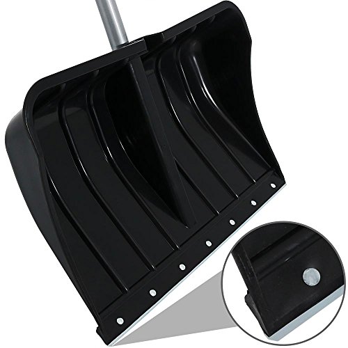 CASL Brands Aluminum Snow Shovel with D-Grip Handle and Heavy-Duty Metal Wear Strip - Adjustable Powder-Coated Steel Handle with Plastic Grip - 22-Inch Blade - Black - Thumbnail 4