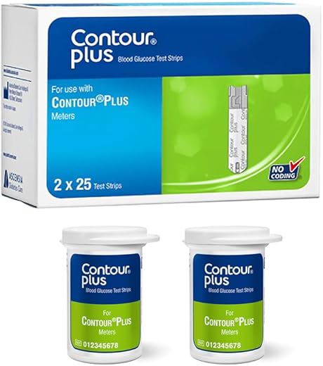 Contour Plus Blood Glucose Test Strip (50 Strips) | Contour Plus Glucometer 50 Test Strips Pack