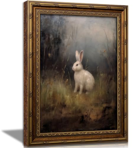 Art Toile Encadré Or Vintage Lapin Pâques Mignon - Décor Mural Chambre Salon Bureau