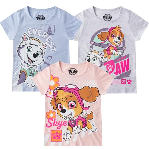 Paw Patrol Girls 3 Pack Short Sleeve T-Shirt for Toddler and Big Kids