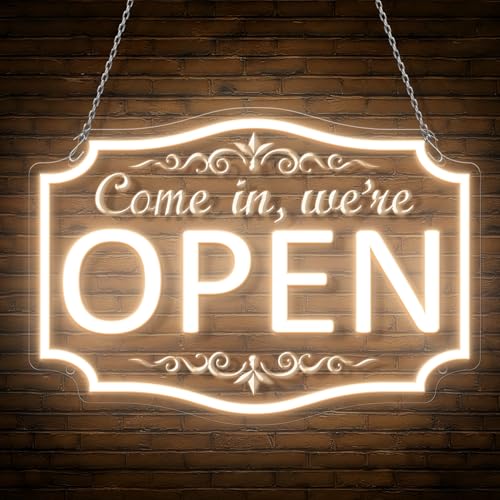 Timogift Open Neon Sign Dimmable Come in were Open Neon Sign Open for business Neon Signs for Business Window Shop Commercial Hotel Restaurant Door Wall Background Decoration