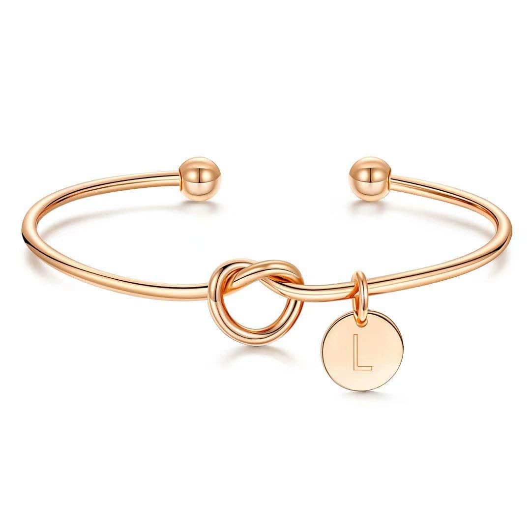 M MOOHAM Gold Initial Bracelets for Women, Tie the Knot Letter A-Z Bracelet