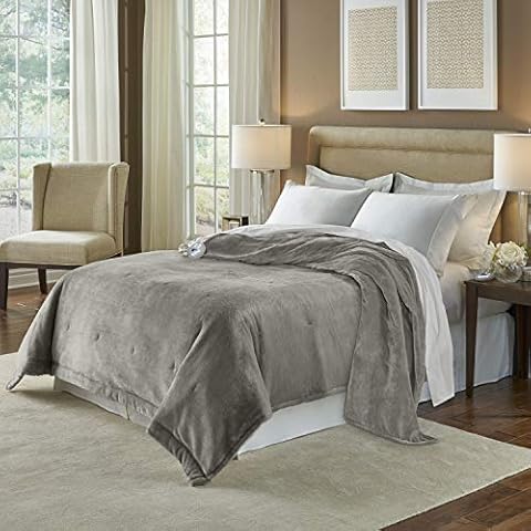 SoftHeat Heated Electric Warming Blanket with Safe & Warm Low-Voltage Technology, King, Grey Cover