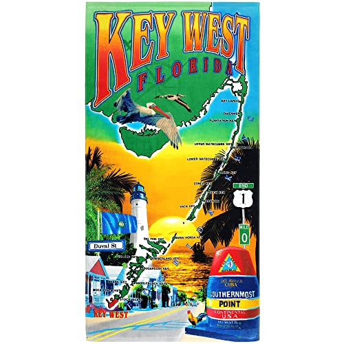 Island Gear Key West Florida Collage 30x60 Cotton Velour Beach Towel