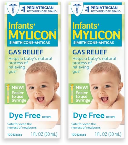 Image of MYLICON Gas Relief Drops for Infants and Babies, Dye Free Formula, 1 Fluid Ounce (Updated Syringe) (Pack of 2)