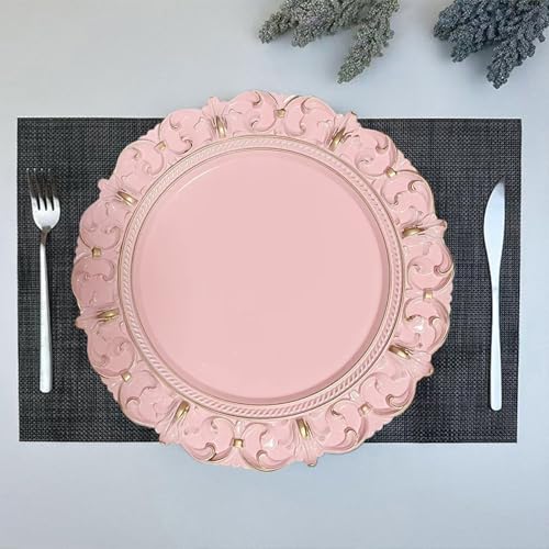 6 platos de carga rosas redondos de 13 pulgadas miniatura 6