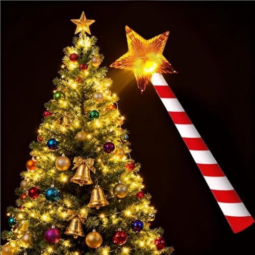 Wireless Remote Control Star Glowing Christmas Tree Light Control Wand Red and White Striped Magic Wand Tree Lights Remote Xmas Outdoor Indoor Turn on and Off Festive Decor (1)