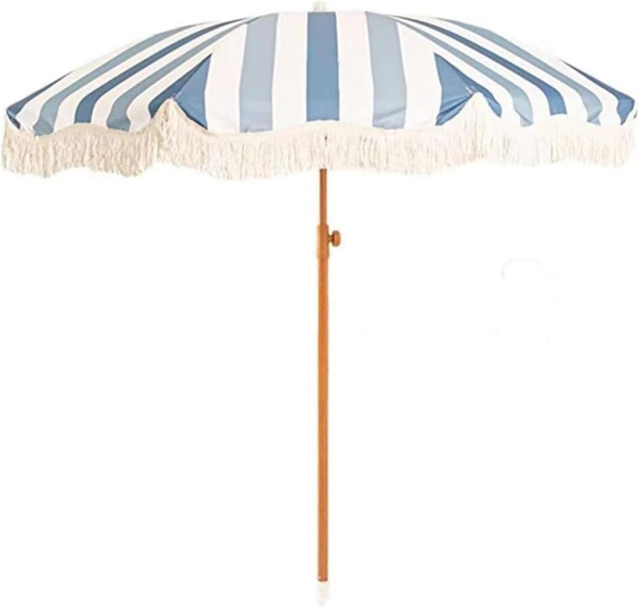Sombrilla de rayas amarillas de 2m con borla para playa y camping