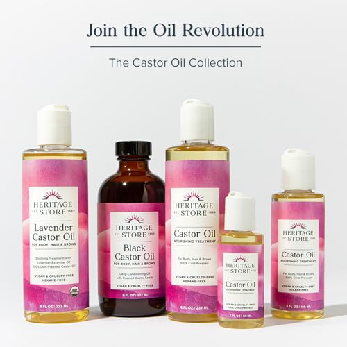 Image of HERITAGE STORE Organic Castor Oil Pack Wrap Kit - Soothing Castor Oil Packs, Heat Compress for Abdomen, Joints, Overall Health, 32oz Cold Pressed Organic Castor Oil, Two 12 x 27in. Wool Flannel Cloths