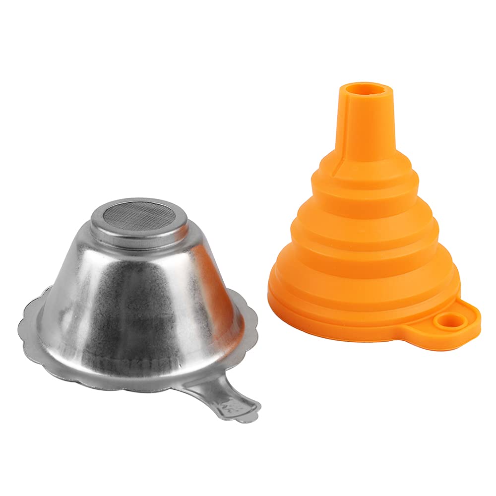 Honsto 3D Printer Accessories Parts Collapsible Funnel Silicone Foldable Funnels Stainless Steel Resin Filter for Pouring Resin Back Into Bottle for Photon Sparkmaker Kelant Orbeat D100 SLA 3D