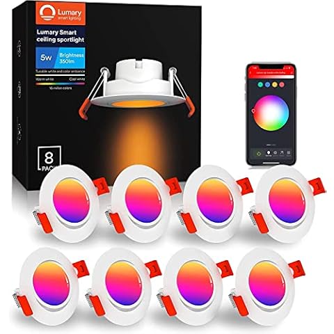 Lumary 5W Downlight LED Empotrable Techo Inteligente, 8 Pack Cover