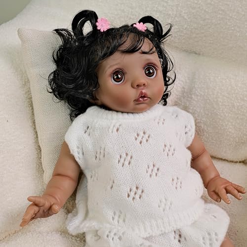 Muñeca Realista Reborn Baby Girl 40 cm Silicone Negra miniatura 6