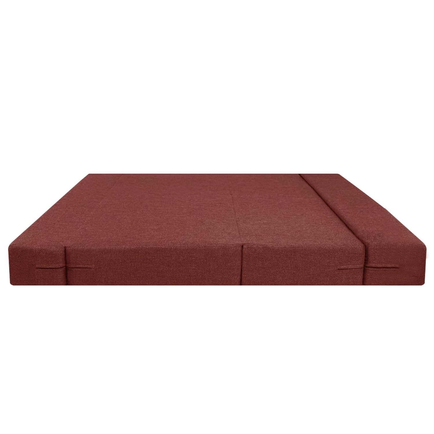 UniqueLittleFriend Sofa Cum Bed | One Seater | Sofa Bed 3 X 6 Feet, Folding Bed Cum Sofa Without Cushion Jute Fabric for Living Room -Red 3