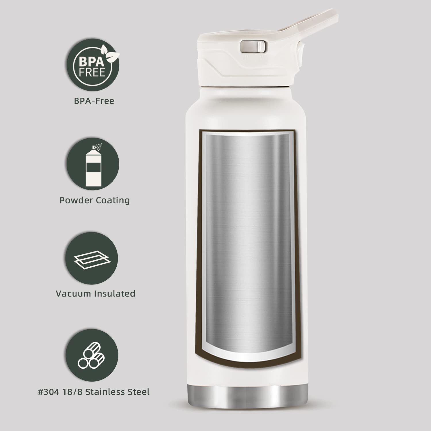 IDEUS Vacuum Insulated Water Bottle 1140ml/40oz, Leak-Proof Stainless Steel Water Bottle, Double Wall Flask - Image 2
