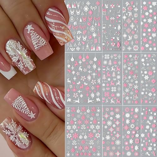 12 Sheets Christmas Nail Art Stickers,5D Embossed...