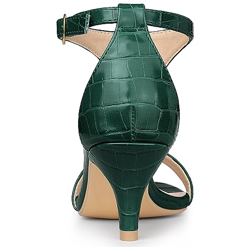 Allegra K Women's t Strap Embossed Kitten Heel Sandals3