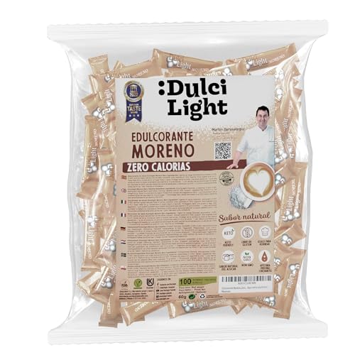 Dulcilight Zucker-Ersatzstoff Brauner Zucker Muscovado 100 Sticks Natürliches Aroma, Nicht-GMO, Keto, Vegan, Glutenfrei - Muscovado Zucker Dunkel Zuckerersatz Ohne Kalorien Pflegen Sie Ihre Zähne