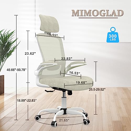 Mimoglad Office Chair, Comfy Desk Chair - High Back Ergonomic Computer Chair with Adjustable Lumbar Support & Headrest, Flip-up Armrests for Guitar Playing, Swivel Task Chair for Home Office - Image 3
