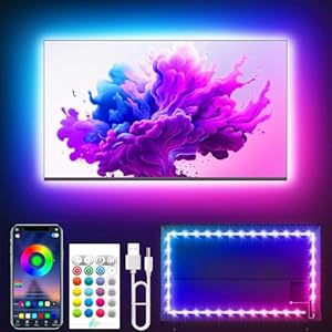 Tyute Led TV Hintergrundbeleuchtung für 45-75 Zoll, 5M LED Streifen RGB Led TV Lichter mit Musik Sync, Bluetooth App, USB-TV-Hintergrundbeleuchtu... für Deko
