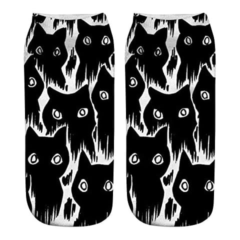 Unisex Casual Short Socks Novelty Festive Christmas Cotton Socks 3D Cat Printed Stocking Filler Mens Ladies Xmas Thermal Warm Knitting Fantastic Gift Idea Cover