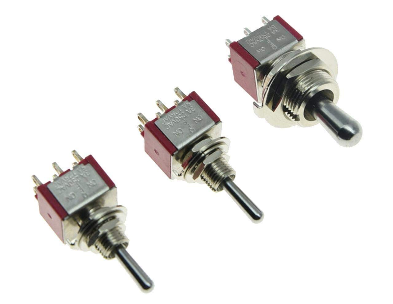 Salecom 3 x Dpdt 3 posizione on/off della chitarra mini interruttore a levetta auto/barca interruttori
