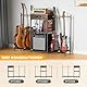 Gitarrenständer 4-stöckig mit Schublade, Stabiles Regal für 4 Gitarren, Schallplatten, Amp & Zubehör, Für E-Gitarre, Akustik, Bass, Schwarz