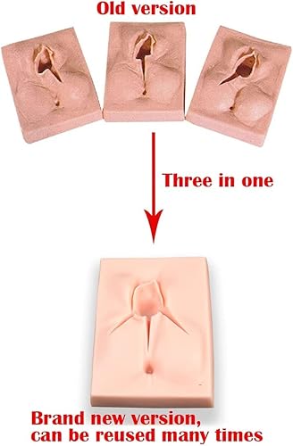 Simulador de sutura de vulva, laceración de modelo de práctica de sutura perineal de vulva, kit de práctica de sutura para enseñanza de ginecología